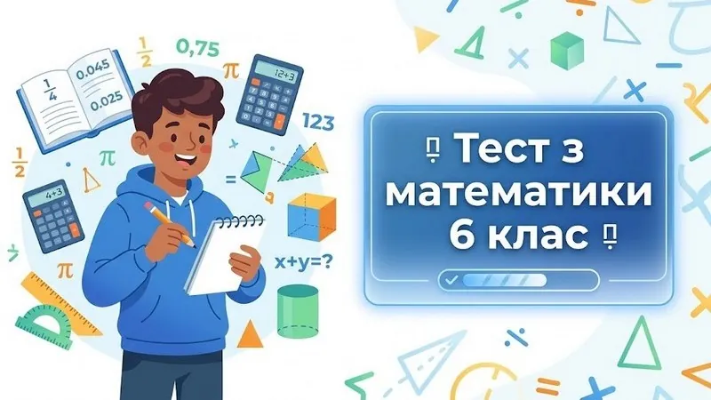 Тест з математики за 6 клас