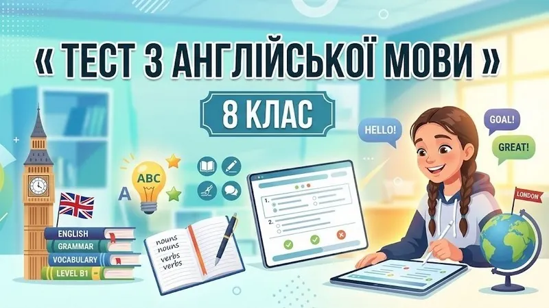 Тест з англійської мови 8 клас: перевір граматику, лексику і розуміння тексту