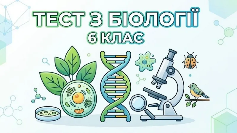 Тест з біології 6 клас: перевір знання про рослини, гриби, бактерії та водорості