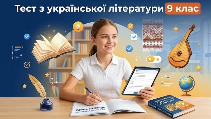Тест з української літератури 9 клас онлайн з поясненнями